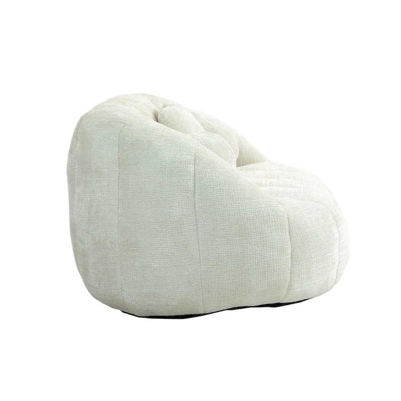 Fauteuil de salon chenille blanc 63,78 po avec rembourrage en mousse et oreillers
