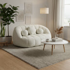 Fauteuil de salon chenille blanc 63,78 po avec rembourrage en mousse et oreillers