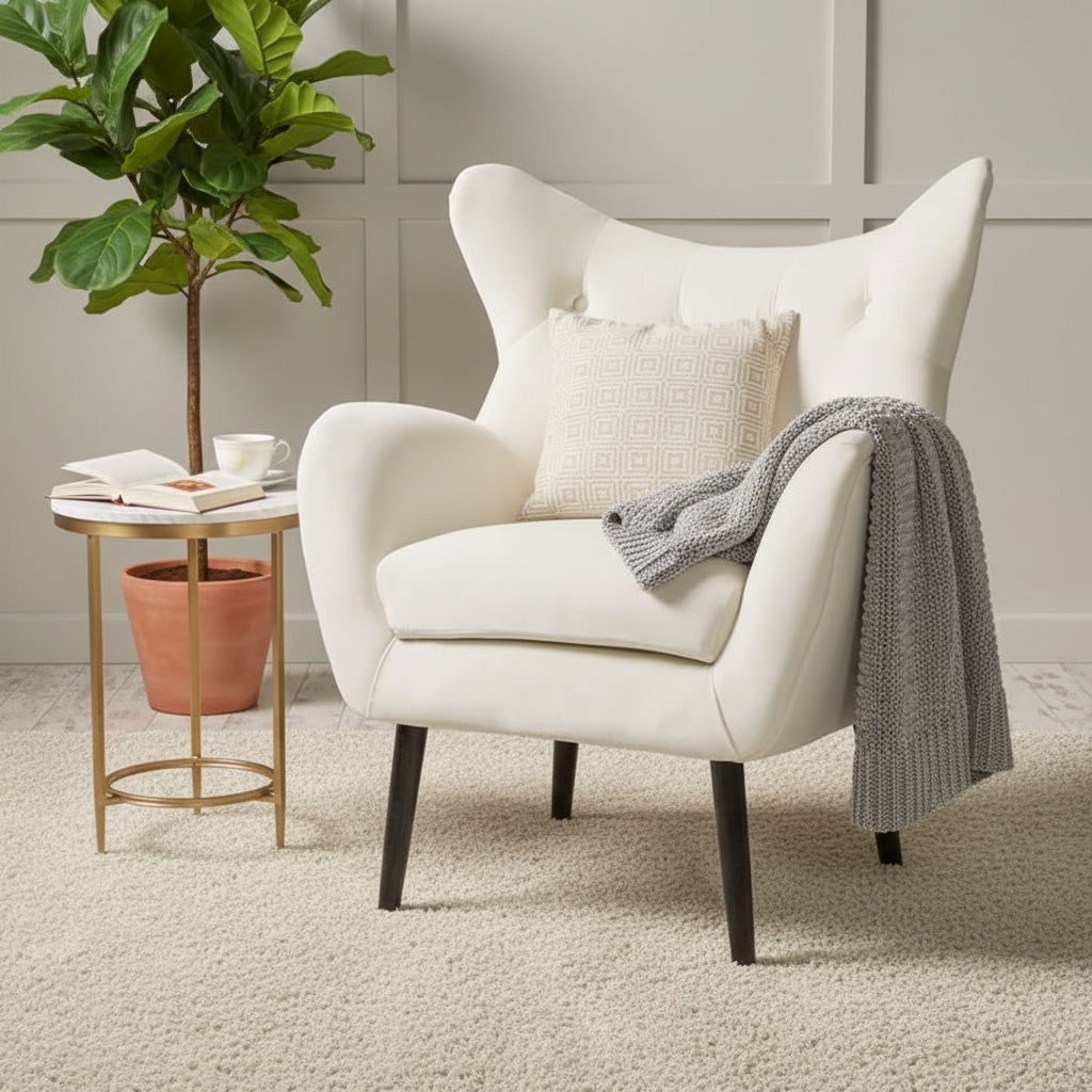 Alyssa Mid-century Upholstered Arm Chair by Christopher Knight Home - 30.25D x 34.25W x 39.75H