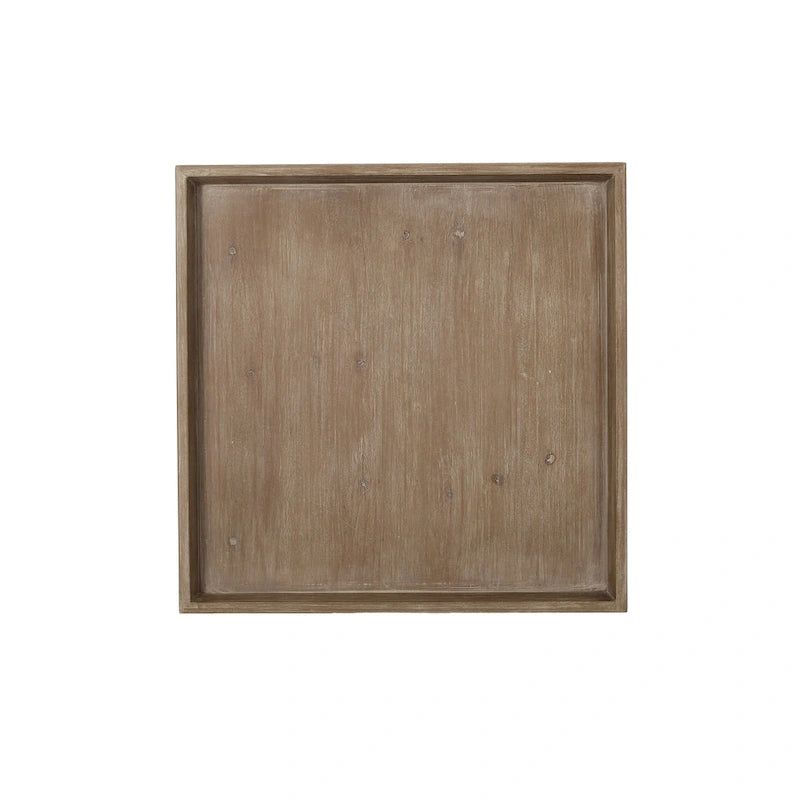 Table d'appoint de style champêtre français – Pieds sculptés, plateau à rebords, entretoise en H, 47,6 cm carré
