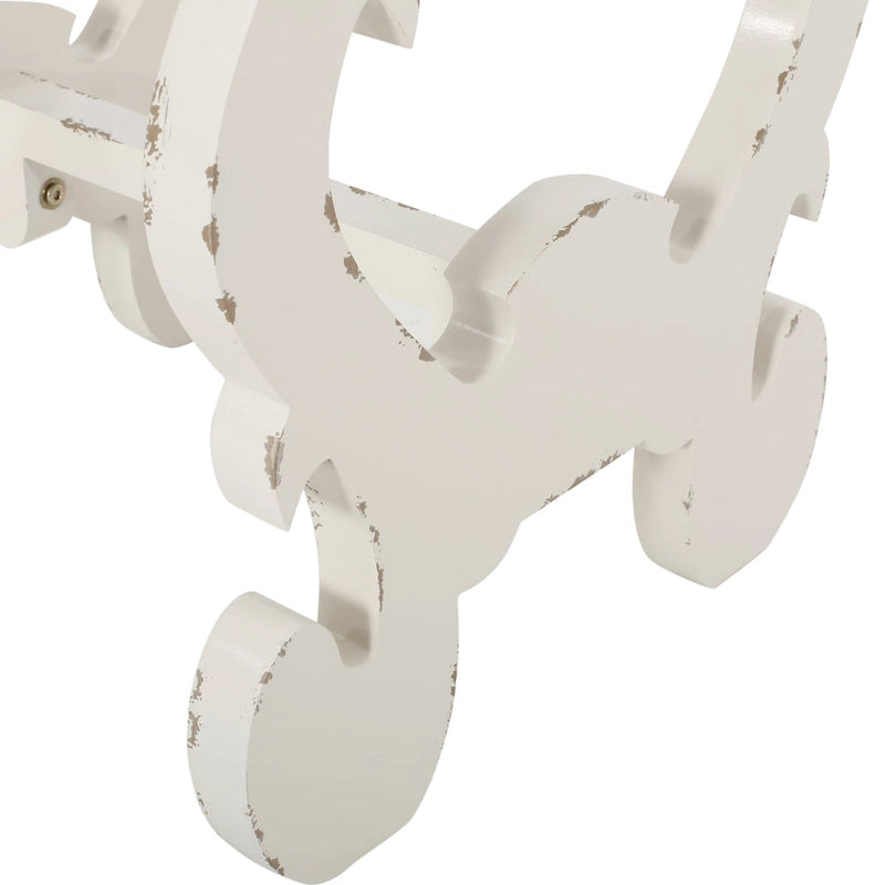 Table d'appoint de style champêtre français – Pieds sculptés, plateau à rebords, entretoise en H, 47,6 cm carré