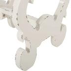 Table d'appoint de style champêtre français – Pieds sculptés, plateau à rebords, entretoise en H, 47,6 cm carré