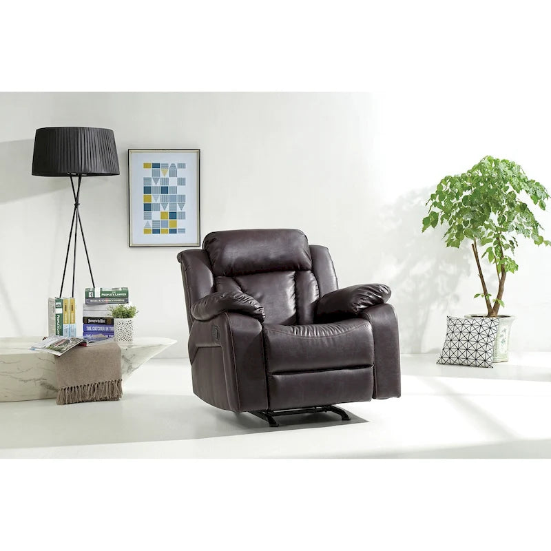 Faux Leather Upholstery Reclining Chair - 38L x 37W x 41H