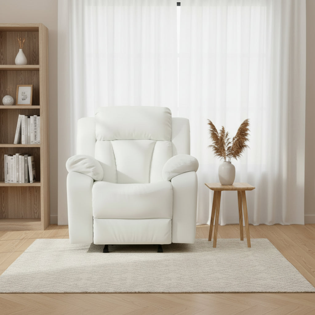 Faux Leather Upholstery Reclining Chair - 38L x 37W x 41H