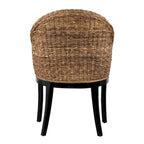 Chaise d'appoint en rotin Abaca tissé à la main – Coussin amovible, pieds en acajou, hauteur d'assise 48 cm