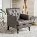 Fauteuil Club en microfibre – Dossier capitonné, cadre en bouleau, 28 larg. x 29,5 prof. x 33,5 haut. (po), brun grisâtre ou gris ardoise