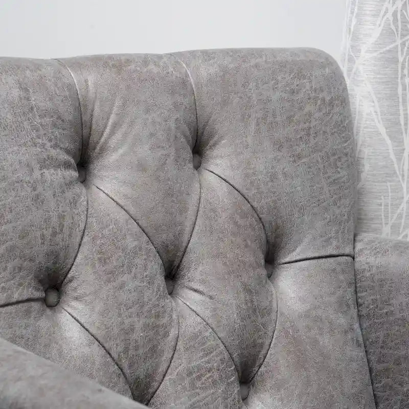 Fauteuil Club en microfibre – Dossier capitonné, cadre en bouleau, 28 larg. x 29,5 prof. x 33,5 haut. (po), brun grisâtre ou gris ardoise