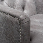 Fauteuil Club en microfibre – Dossier capitonné, cadre en bouleau, 28 larg. x 29,5 prof. x 33,5 haut. (po), brun grisâtre ou gris ardoise