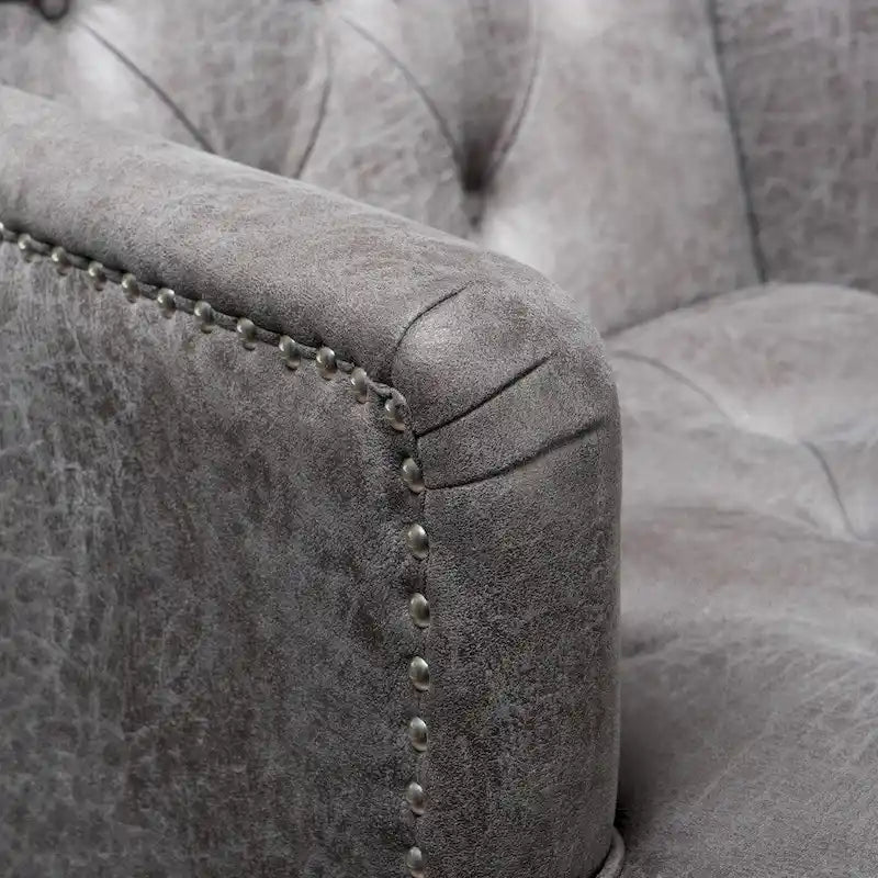 Fauteuil Club en microfibre – Dossier capitonné, cadre en bouleau, 28 larg. x 29,5 prof. x 33,5 haut. (po), brun grisâtre ou gris ardoise