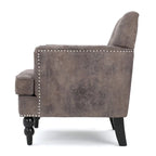 Fauteuil Club en microfibre – Dossier capitonné, cadre en bouleau, 28 larg. x 29,5 prof. x 33,5 haut. (po), brun grisâtre ou gris ardoise