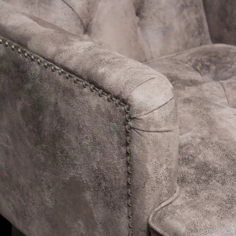 Fauteuil Club en microfibre – Dossier capitonné, cadre en bouleau, 28 larg. x 29,5 prof. x 33,5 haut. (po), brun grisâtre ou gris ardoise
