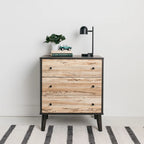 Commode bicolore – Blanc mat et grain de bois Sugarberry, options 3/4/5 tiroirs