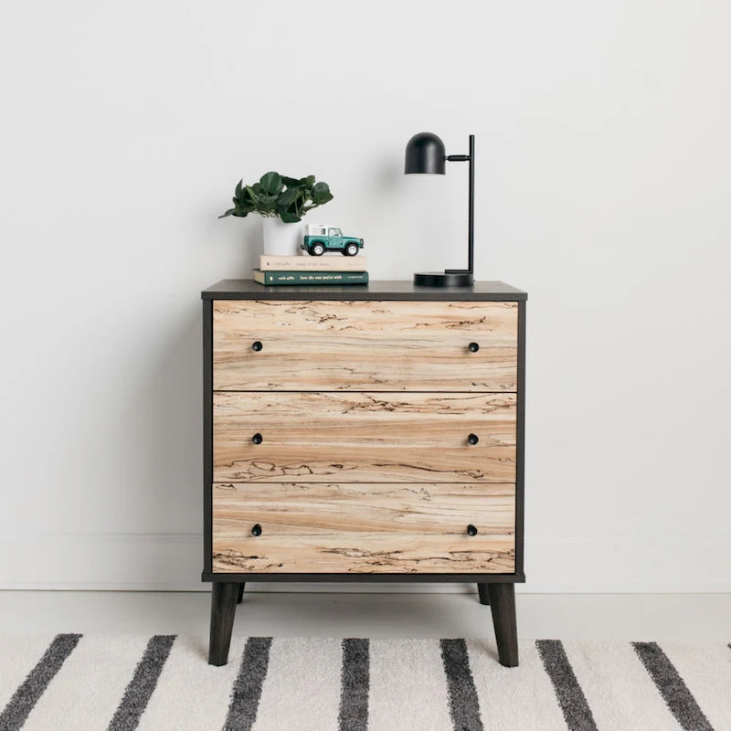 Commode bicolore – Blanc mat et grain de bois Sugarberry, options 3/4/5 tiroirs