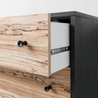 Commode bicolore – Blanc mat et grain de bois Sugarberry, options 3/4/5 tiroirs