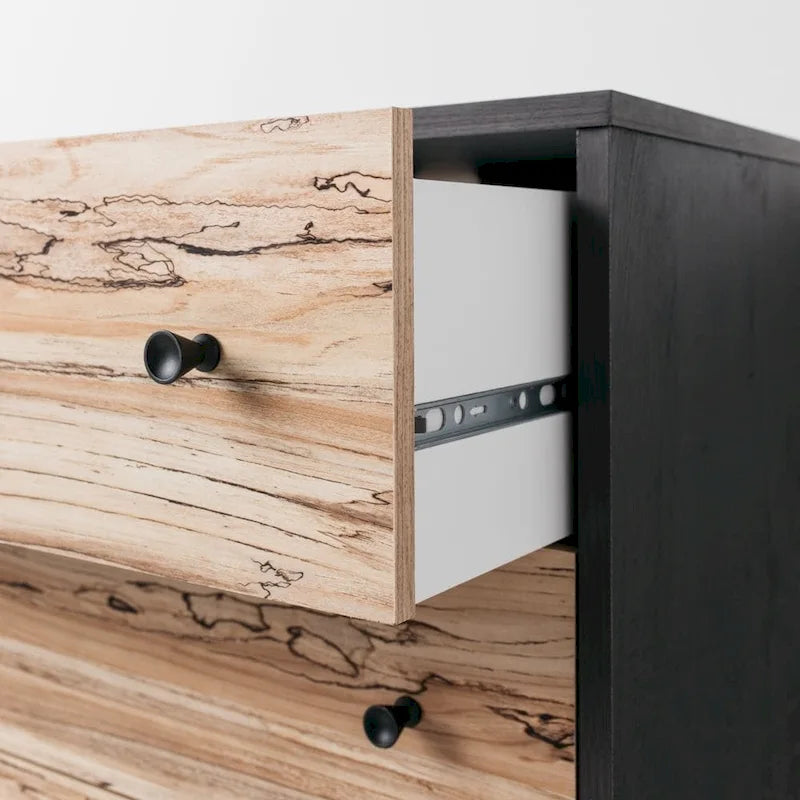 Commode bicolore – Blanc mat et grain de bois Sugarberry, options 3/4/5 tiroirs