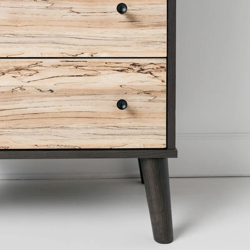 Commode bicolore – Blanc mat et grain de bois Sugarberry, options 3/4/5 tiroirs