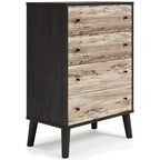 Commode bicolore – Blanc mat et grain de bois Sugarberry, options 3/4/5 tiroirs