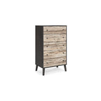 Commode bicolore – Blanc mat et grain de bois Sugarberry, options 3/4/5 tiroirs