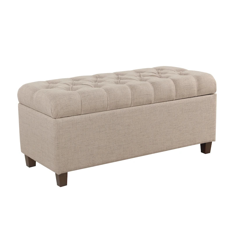Banc de rangement capitonné en tissu Muir Tan – Pouf de salon