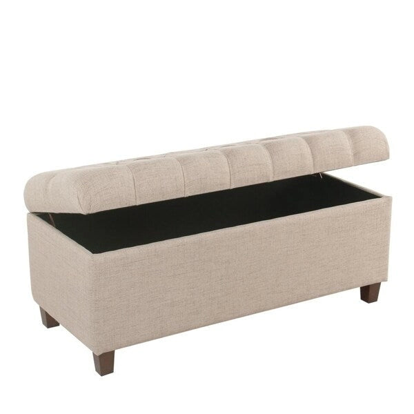 Banc de rangement capitonné en tissu Muir Tan – Pouf de salon