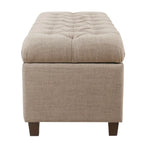 Banc de rangement capitonné en tissu Muir Tan – Pouf de salon