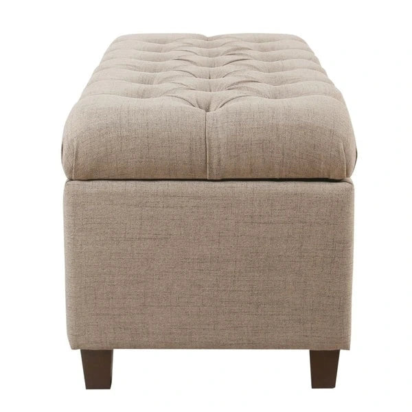 Banc de rangement capitonné en tissu Muir Tan – Pouf de salon