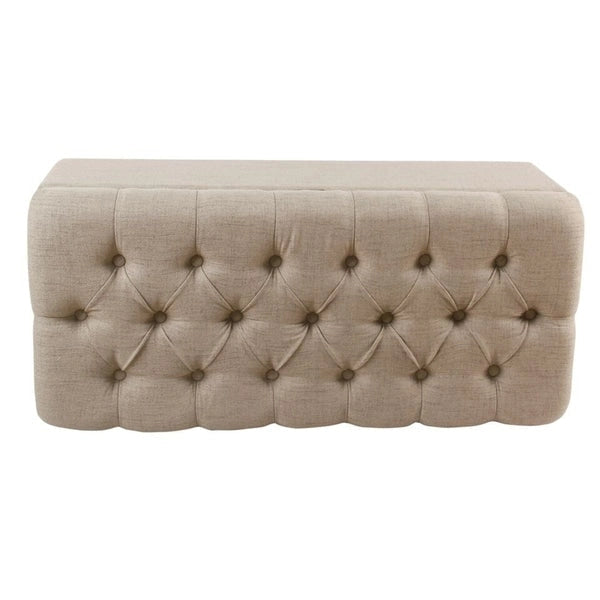 Banc de rangement capitonné en tissu Muir Tan – Pouf de salon