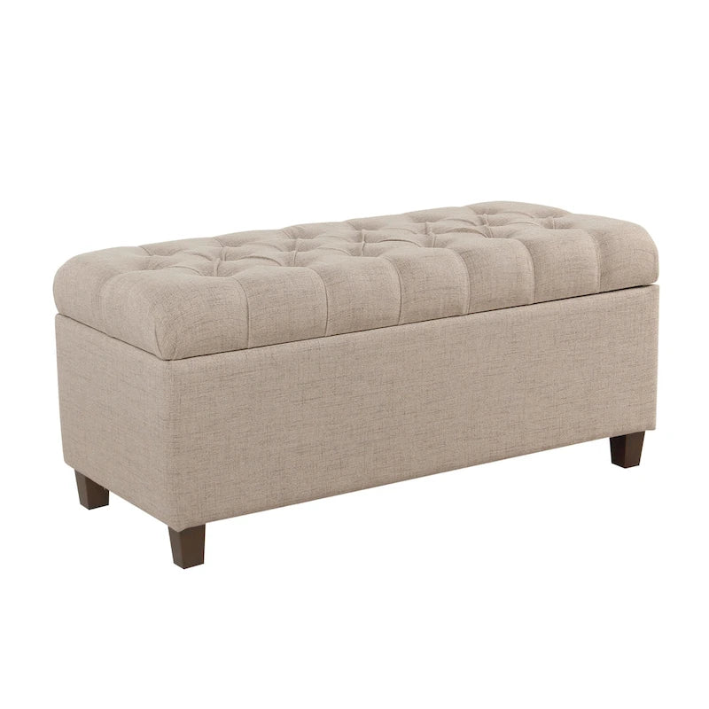 Banc de rangement capitonné en tissu Muir Tan – Pouf de salon