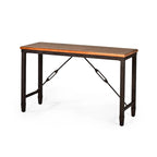 Console style industriel rustique – Plateau en pin vieilli et piètement en fer, 122x46x76 cm