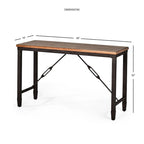 Console style industriel rustique – Plateau en pin vieilli et piètement en fer, 122x46x76 cm