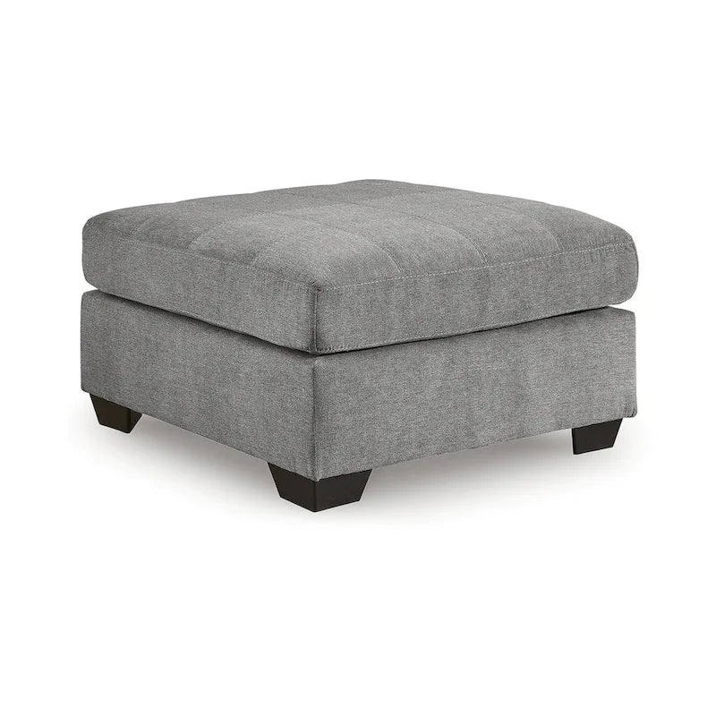 Grand pouf d'appoint gris – Revêtement en polyester, cadre à coins renforcés, pieds en faux bois