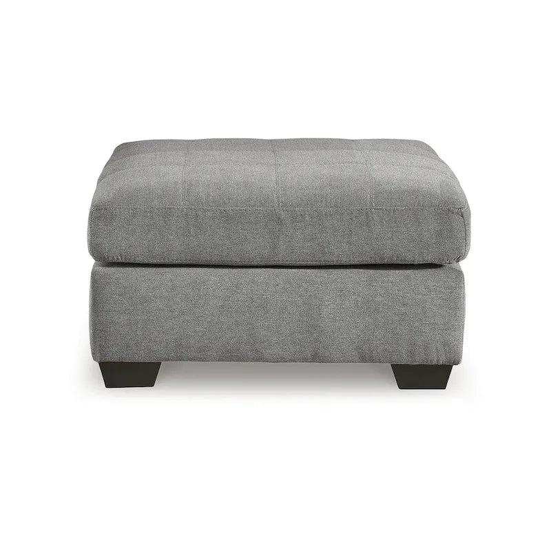 Grand pouf d'appoint gris – Revêtement en polyester, cadre à coins renforcés, pieds en faux bois