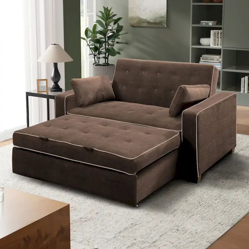 Canapé-lit convertible Queen – Futon multi-positions avec coussins capitonnés