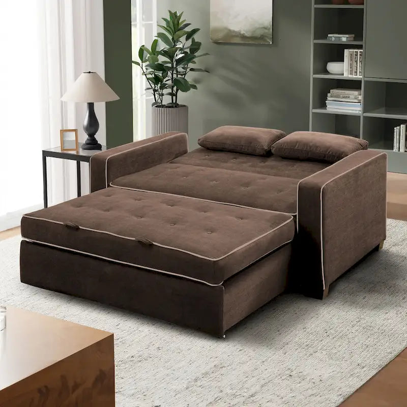 Canapé-lit convertible Queen – Futon multi-positions avec coussins capitonnés