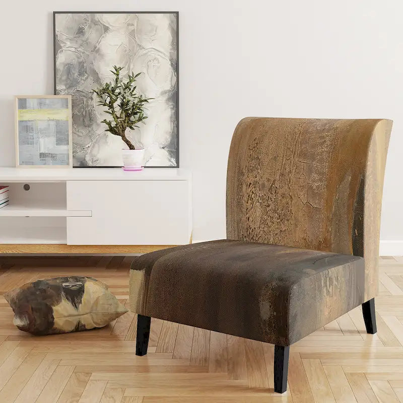 Fauteuil d'appoint rembourré de ferme – Assise en mousse, dossier haut, cadre en bois dur, imprimé buffle doré