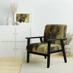 Fauteuil d'appoint rembourré de ferme – Assise en mousse, dossier haut, cadre en bois dur, imprimé buffle doré