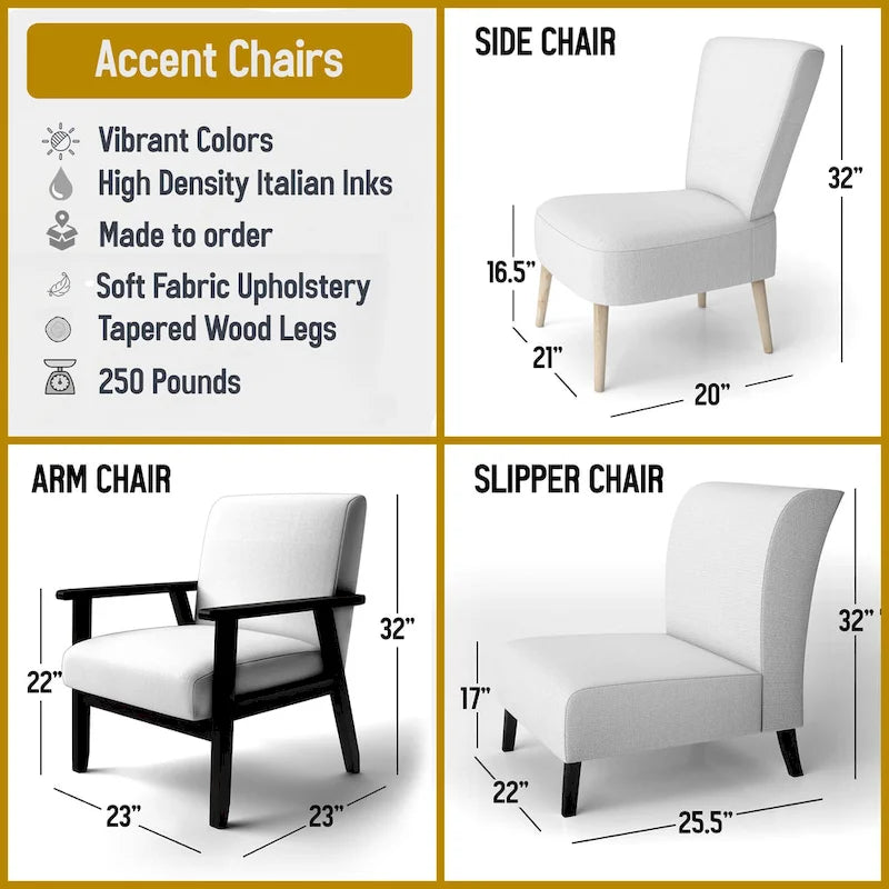 Fauteuil d'appoint rembourré de ferme – Assise en mousse, dossier haut, cadre en bois dur, imprimé buffle doré
