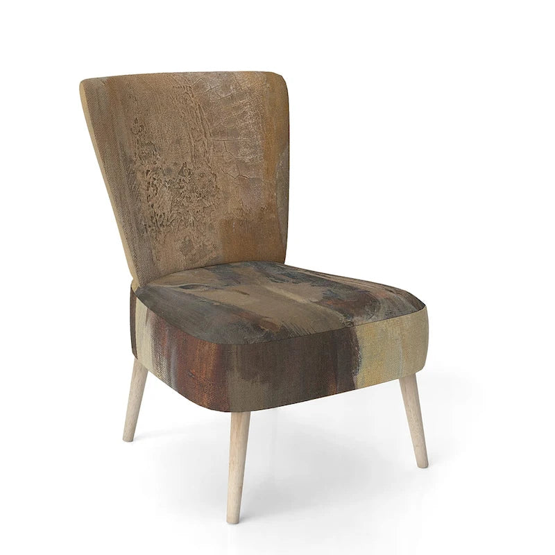 Fauteuil d'appoint rembourré de ferme – Assise en mousse, dossier haut, cadre en bois dur, imprimé buffle doré