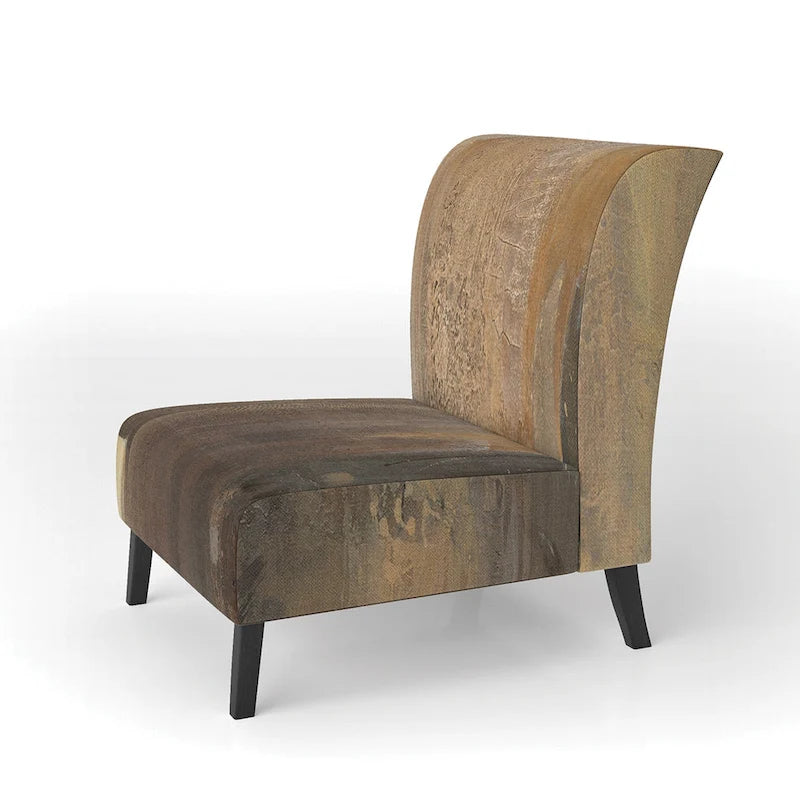Fauteuil d'appoint rembourré de ferme – Assise en mousse, dossier haut, cadre en bois dur, imprimé buffle doré