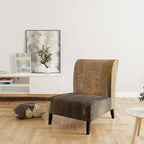 Fauteuil d'appoint rembourré de ferme – Assise en mousse, dossier haut, cadre en bois dur, imprimé buffle doré