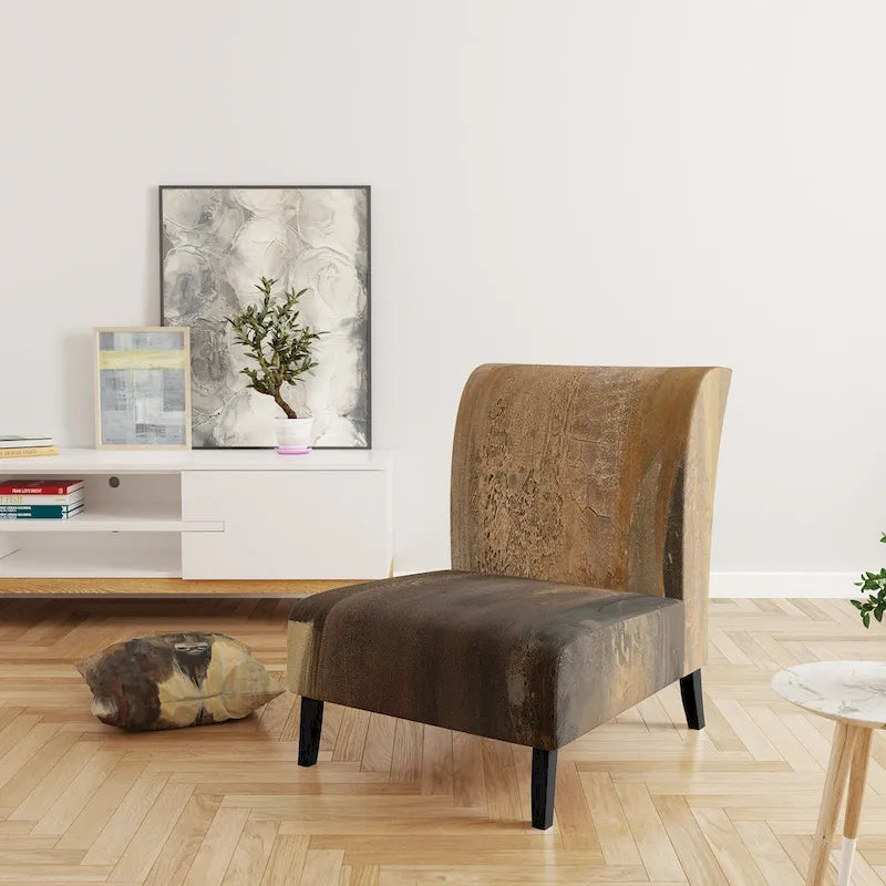 Fauteuil d'appoint rembourré de ferme – Assise en mousse, dossier haut, cadre en bois dur, imprimé buffle doré