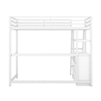 Lit mezzanine avec bureau et étagères