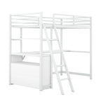 Lit mezzanine avec bureau et étagères