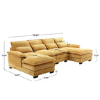 Grand canapé d'angle en U – Tissu chenille, double méridienne, capacité 363 kg, 281 cm
