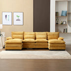 Grand canapé d'angle en U – Tissu chenille, double méridienne, capacité 363 kg, 281 cm