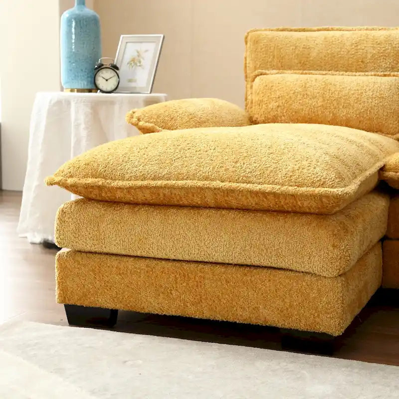 Grand canapé d'angle en U – Tissu chenille, double méridienne, capacité 363 kg, 281 cm