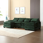 Grand canapé d'angle en U – Tissu chenille, double méridienne, capacité 363 kg, 281 cm