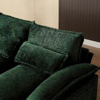 Grand canapé d'angle en U – Tissu chenille, double méridienne, capacité 363 kg, 281 cm