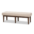 Banc capitonné Mid-Century – Tissu polyester, cadre en bois d'hévéa, 137 cm L x 45 cm H