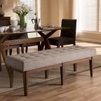 Banc capitonné Mid-Century – Tissu polyester, cadre en bois d'hévéa, 137 cm L x 45 cm H
